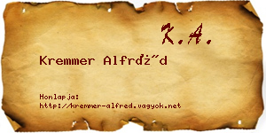 Kremmer Alfréd névjegykártya